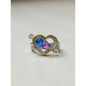 Gold & Silver Tone  Hidden Message Heart Ring Size 6